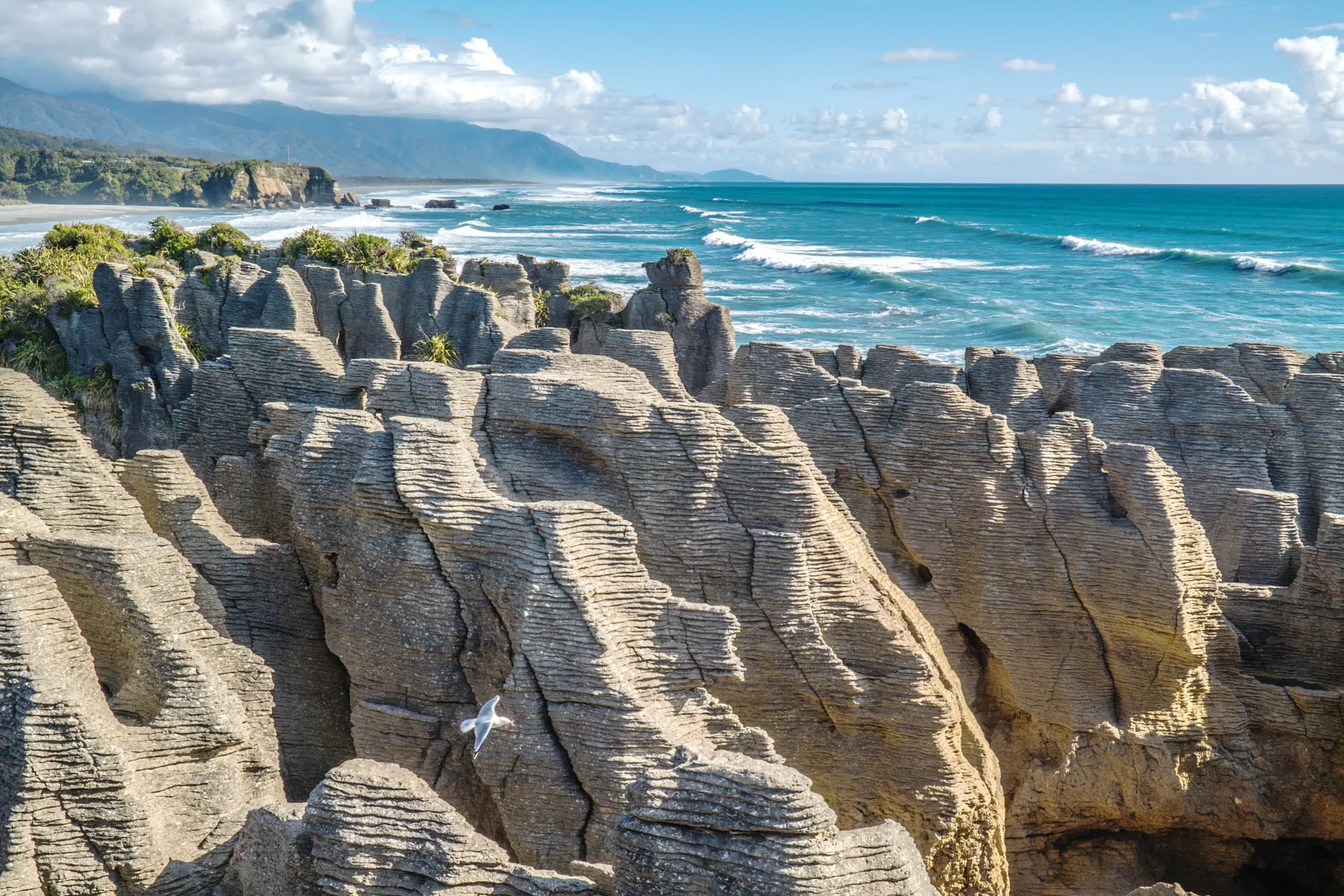 Pancake Rocks ved Punakaiki Pancake Rocks ved Punakaiki