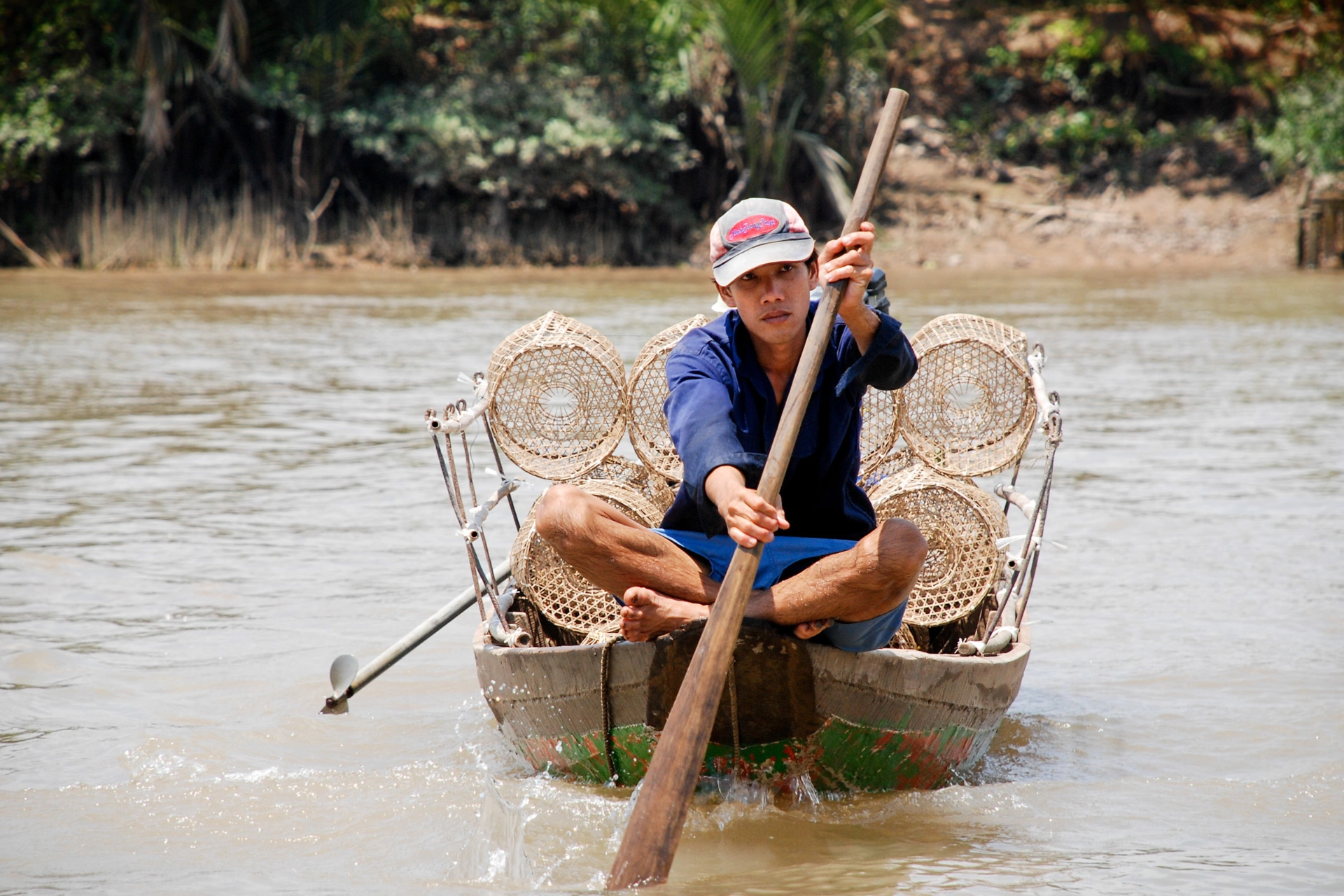 Fiskerbåd i Mekongdeltaet, Vietnam