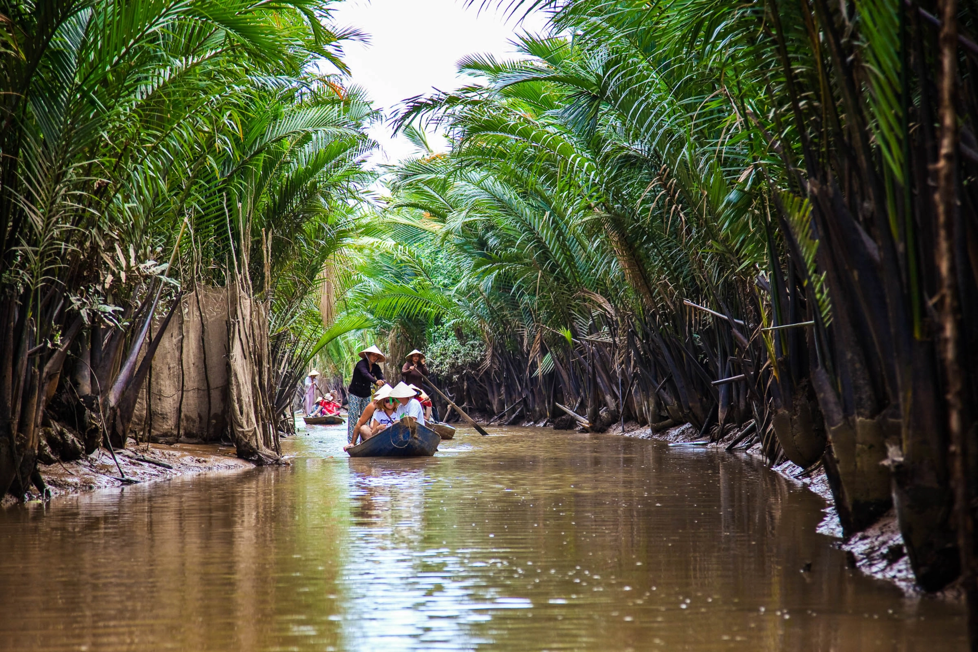 Biflod i Mekong-deltaet i det sydlige Vietnam