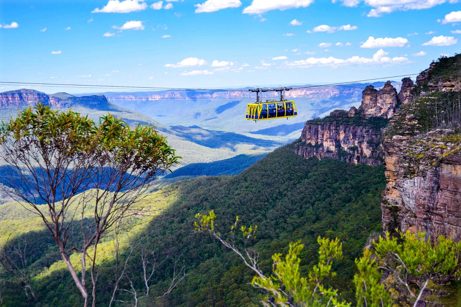 Scenic Skyway tovbane med udsigt over Kaloomba Falls og Jamison Valley