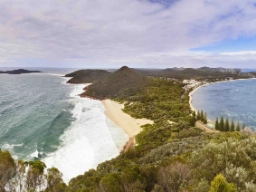 Panoramaudsigt over Port Stephens i New South Wales