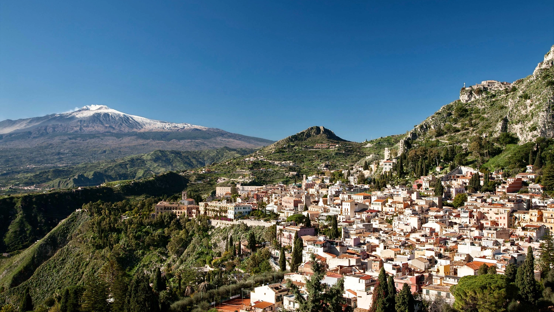 Udsigten til Etna fra Taormina